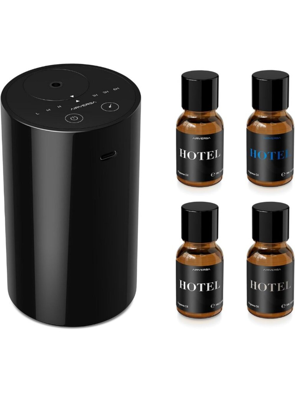 Portable Waterless Essential Oil Diffuser Kit | 4 Hotel Scent Oils | Battery